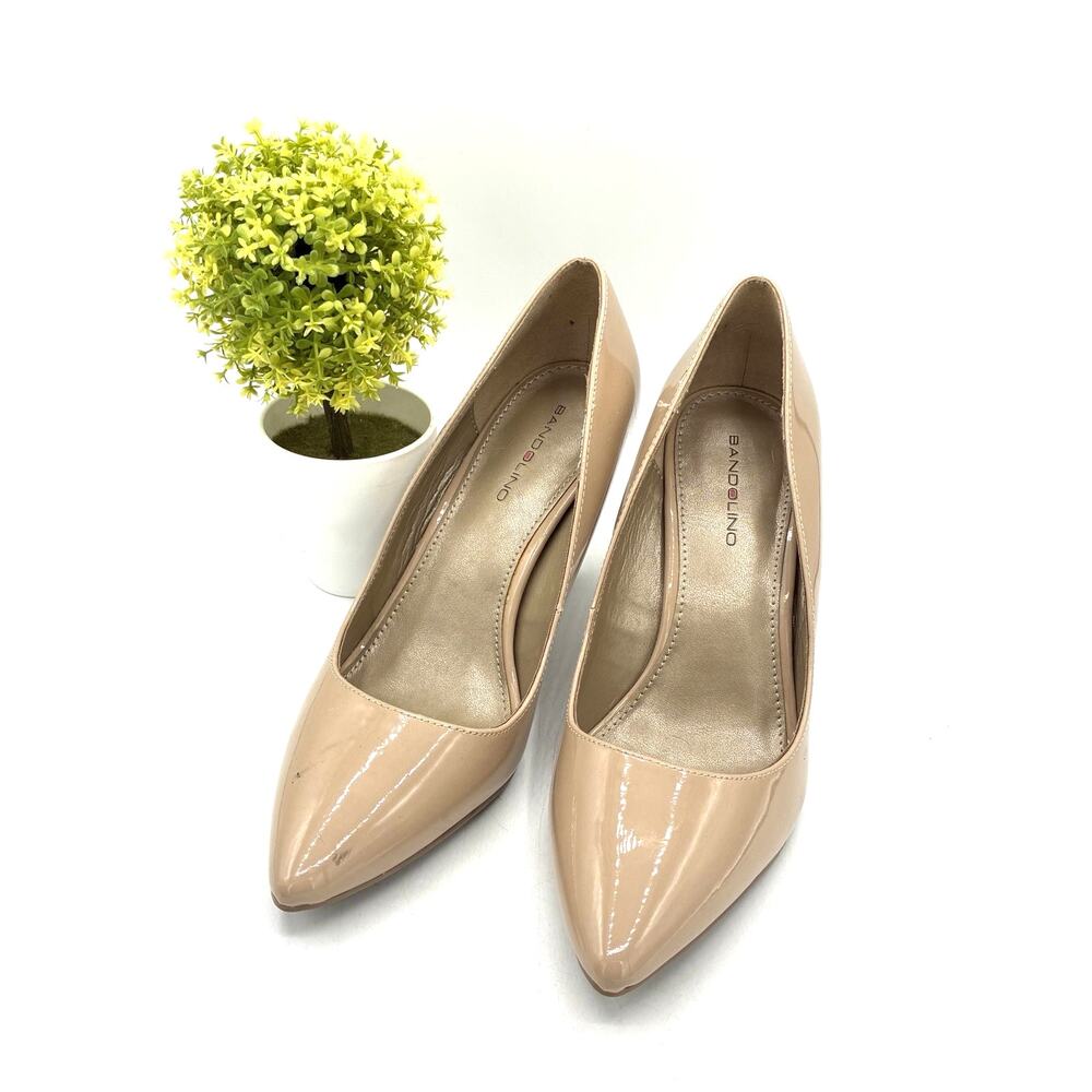 Bandolino Nude Patent Pointed Toe Stiletto Pump Heels Size 7 Women's 3" Heel